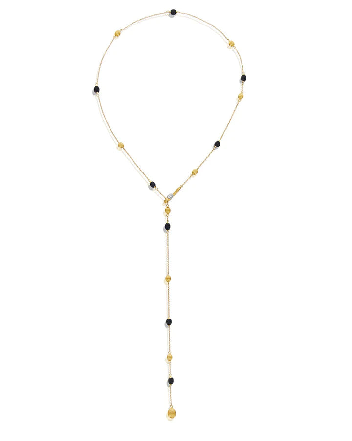 "SOFFIO" GOLD, DIAMONDS AND BLACK ONYX Y NECKLACE