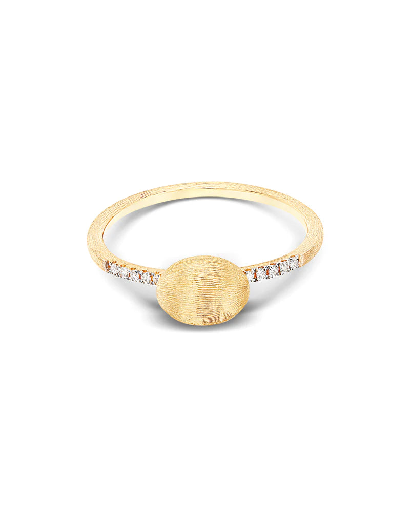 "ÉLITE" SMALL GOLD BOULE AND DIAMONDS PAVÉ RING (BABY)