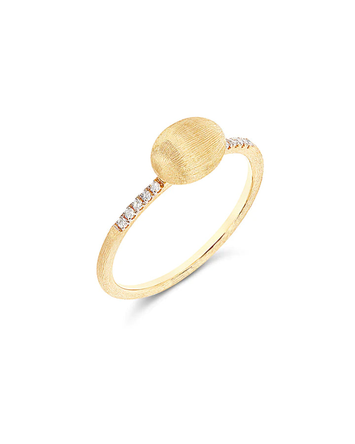 "ÉLITE" SMALL GOLD BOULE AND DIAMONDS PAVÉ RING (BABY)