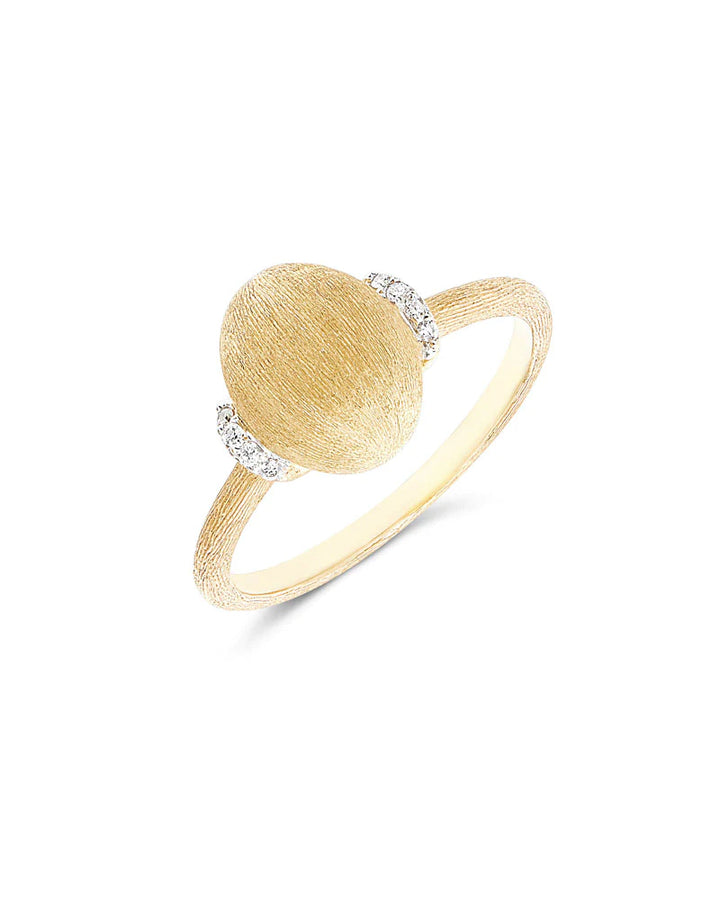 "ÉLITE" GOLD BOULE AND DIAMONDS ACCENTS RING (MEDIUM)