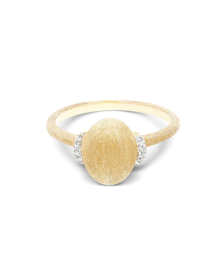 "ÉLITE" GOLD BOULE AND DIAMONDS ACCENTS RING (MEDIUM)