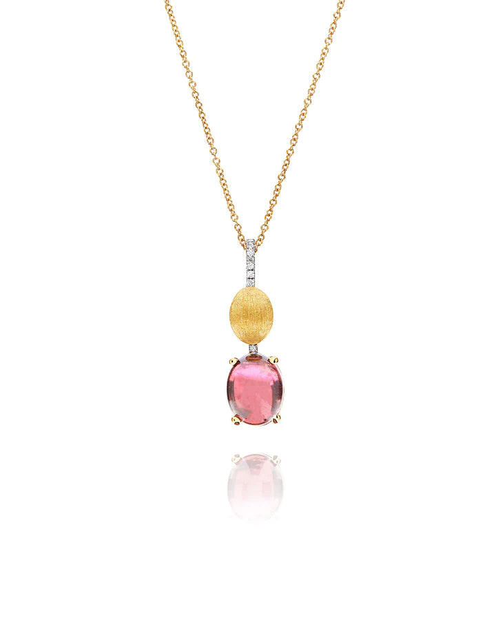 "TOURMALINES" GOLD, DIAMONDS AND PINK TOURMALINE NECKLACE (BIG PENDANT)