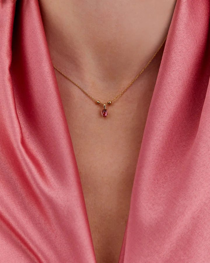 "TOURMALINES" GOLD AND PINK TOURMALINE DELICATE NECKLACE