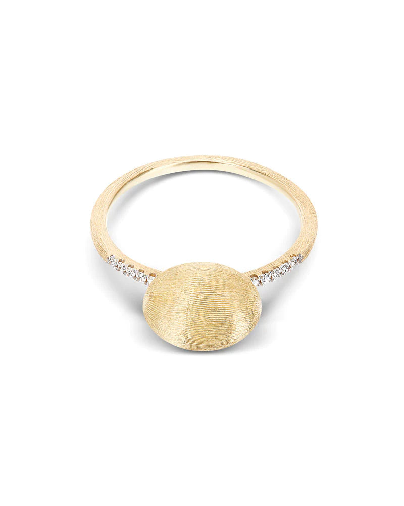 "ÉLITE" DIAMONDS AND HAND-ENGRAVED GOLD BOULE RING (MEDIUM)