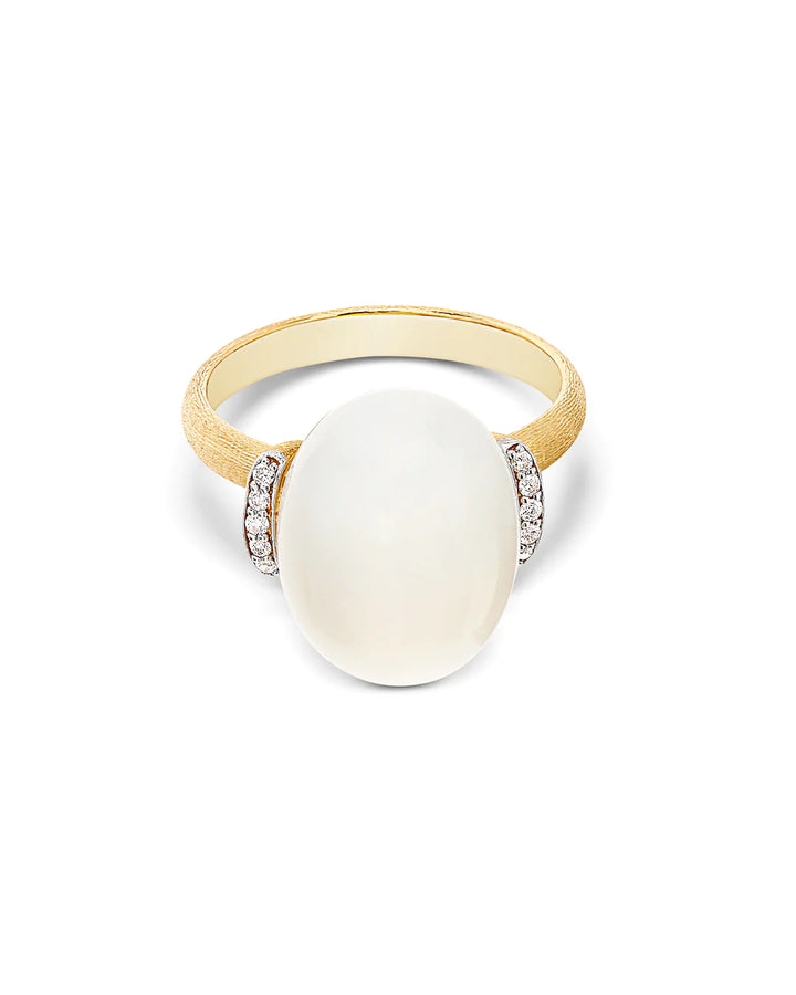 "WHITE DESERT" GOLD, DIAMONDS AND MOONSTONE RING (LARGE)