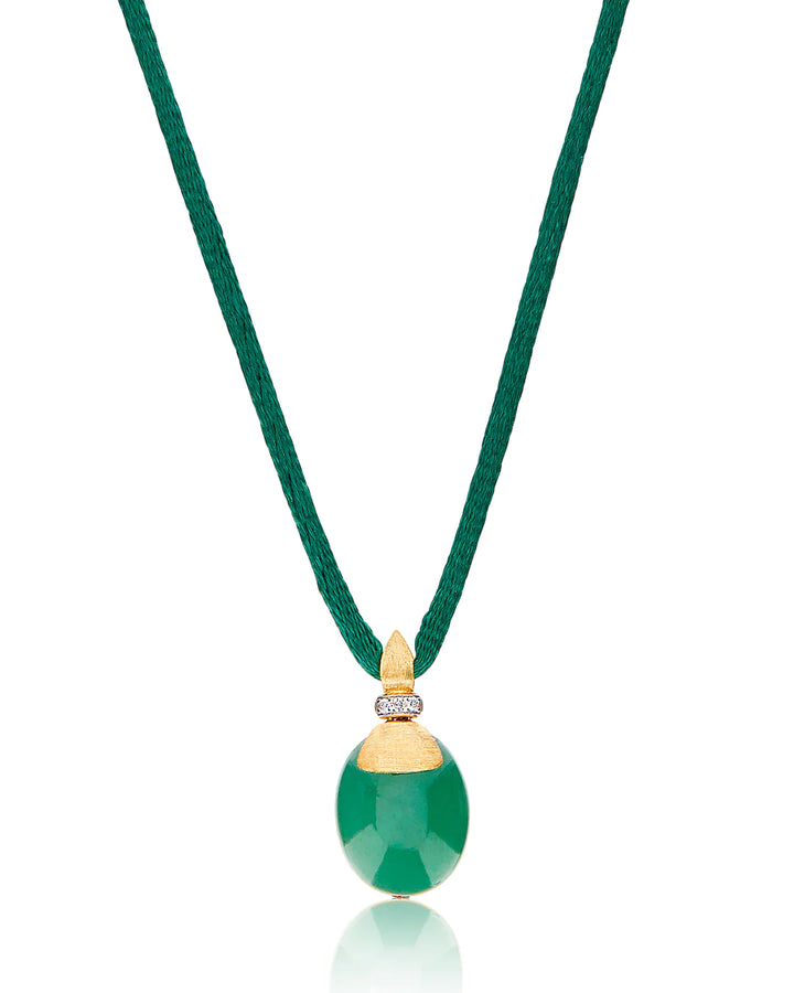 "AMAZONIA" GOLD, DIAMONDS AND GREEN AVENTURINE PENDANT (MEDIUM)