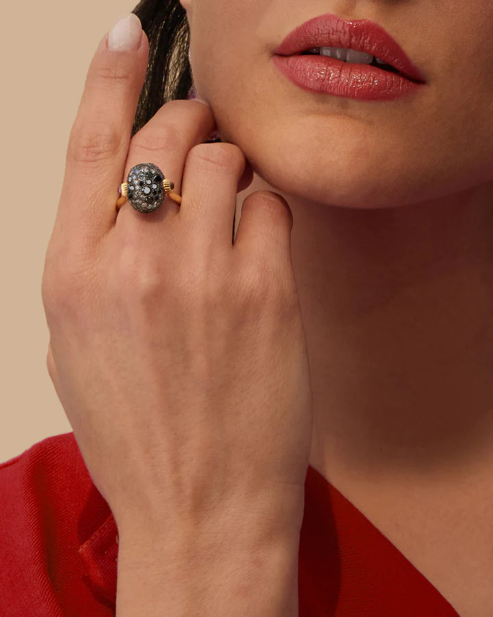 "REVERSE" GOLD, DIAMONDS, RUBIES AND ROCK CRYSTAL DOUBLE-FACE RING (MEDIUM)