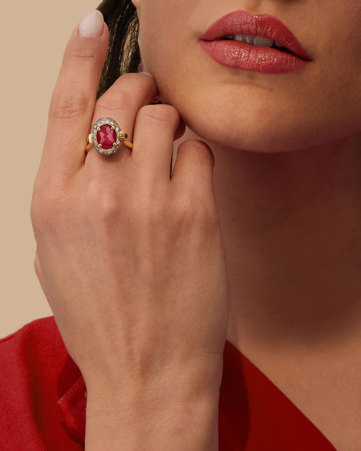 "REVERSE" GOLD, DIAMONDS, RUBIES AND ROCK CRYSTAL DOUBLE-FACE RING (MEDIUM)