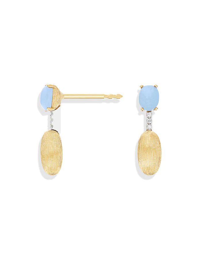 "AZURE" GOLD, AQUAMARINE AND DIAMONDS SHORT EARRINGS