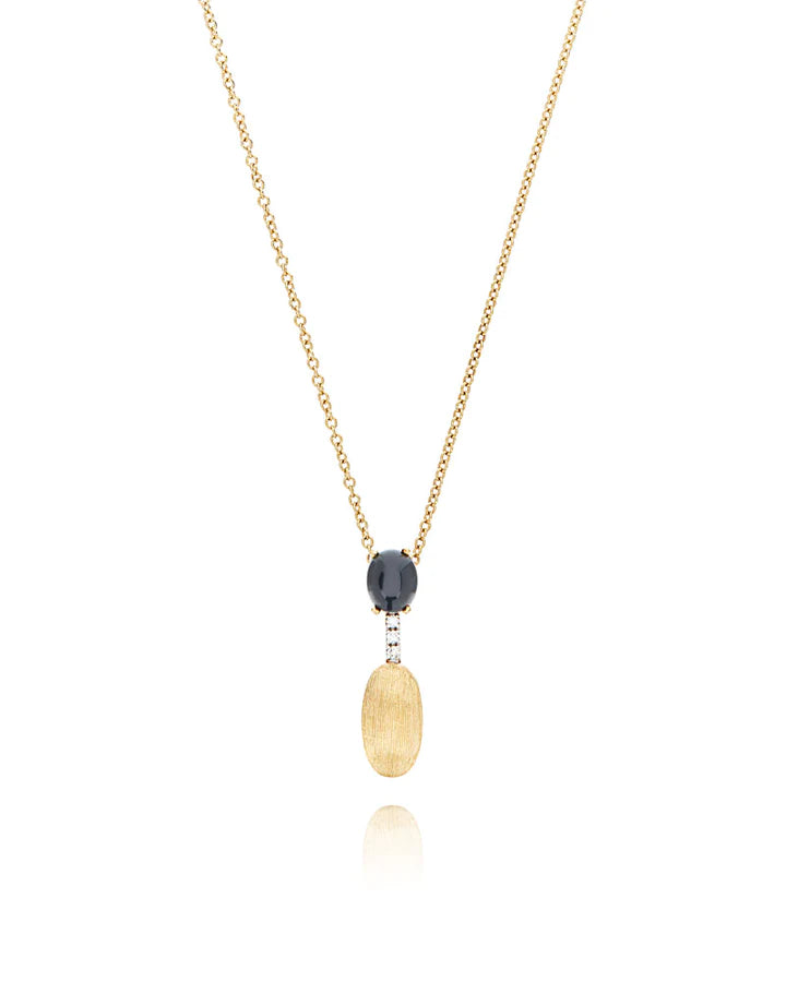 "MYSTERY BLACK" GOLD, DIAMONDS AND BLACK ONYX DAINTY SHORT NECKLACE