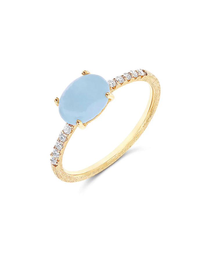 "AZURE" GOLD, DIAMONDS AND AQUAMARINE STACKABLE RING (MEDIUM)