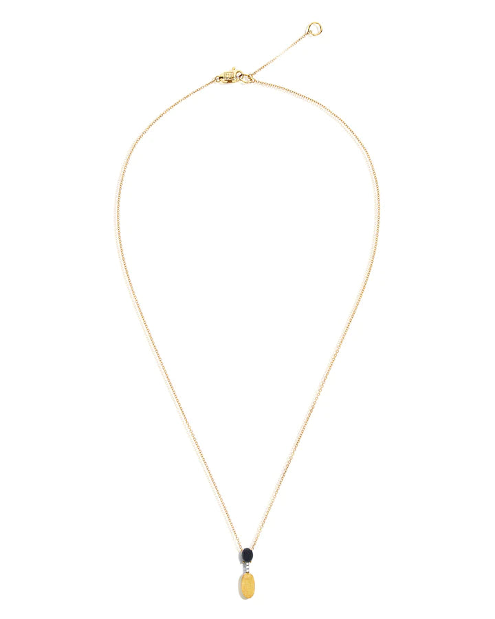 "MYSTERY BLACK" GOLD, DIAMONDS AND BLACK ONYX DAINTY SHORT NECKLACE