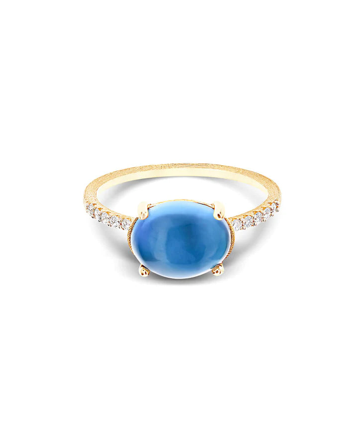 "AZURE" GOLD, DIAMONDS AND LONDON BLUE TOPAZ RING (LARGE)