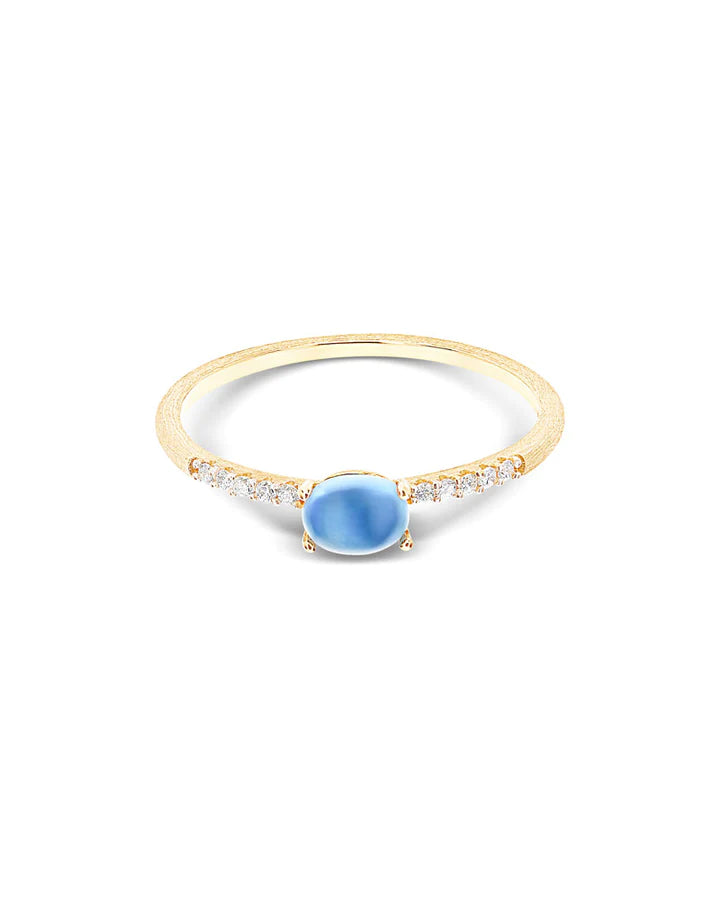 "AZURE" GOLD, DIAMONDS AND LONDON BLUE TOPAZ RING (SMALL)