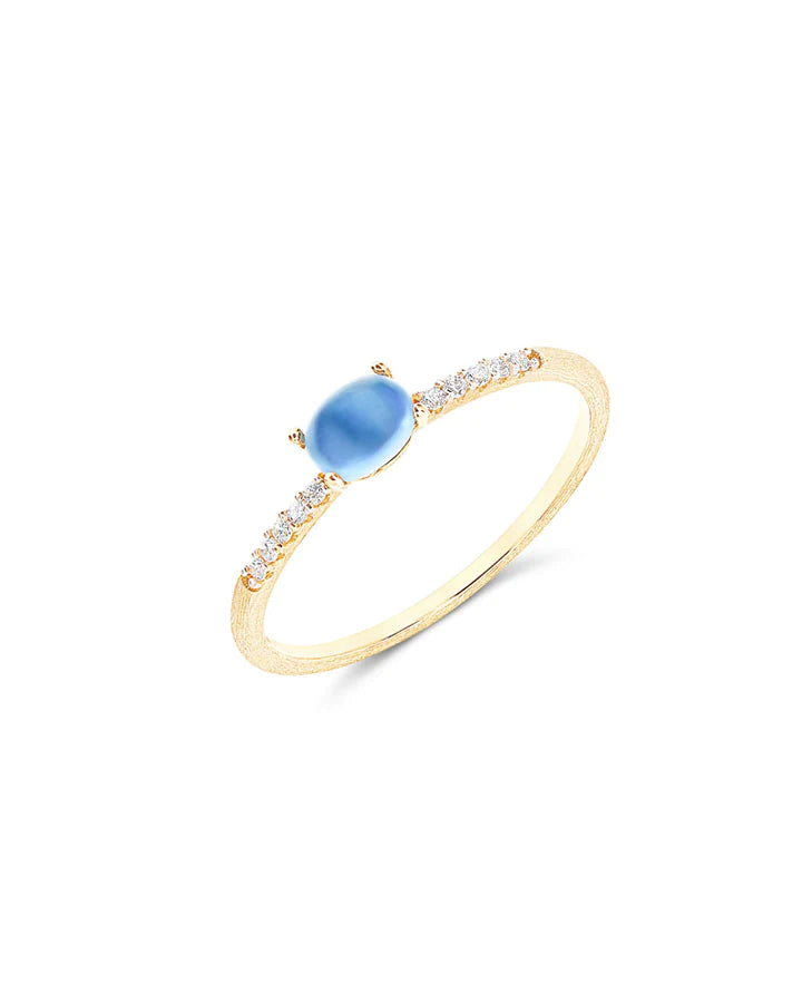 "AZURE" GOLD, DIAMONDS AND LONDON BLUE TOPAZ RING (SMALL)