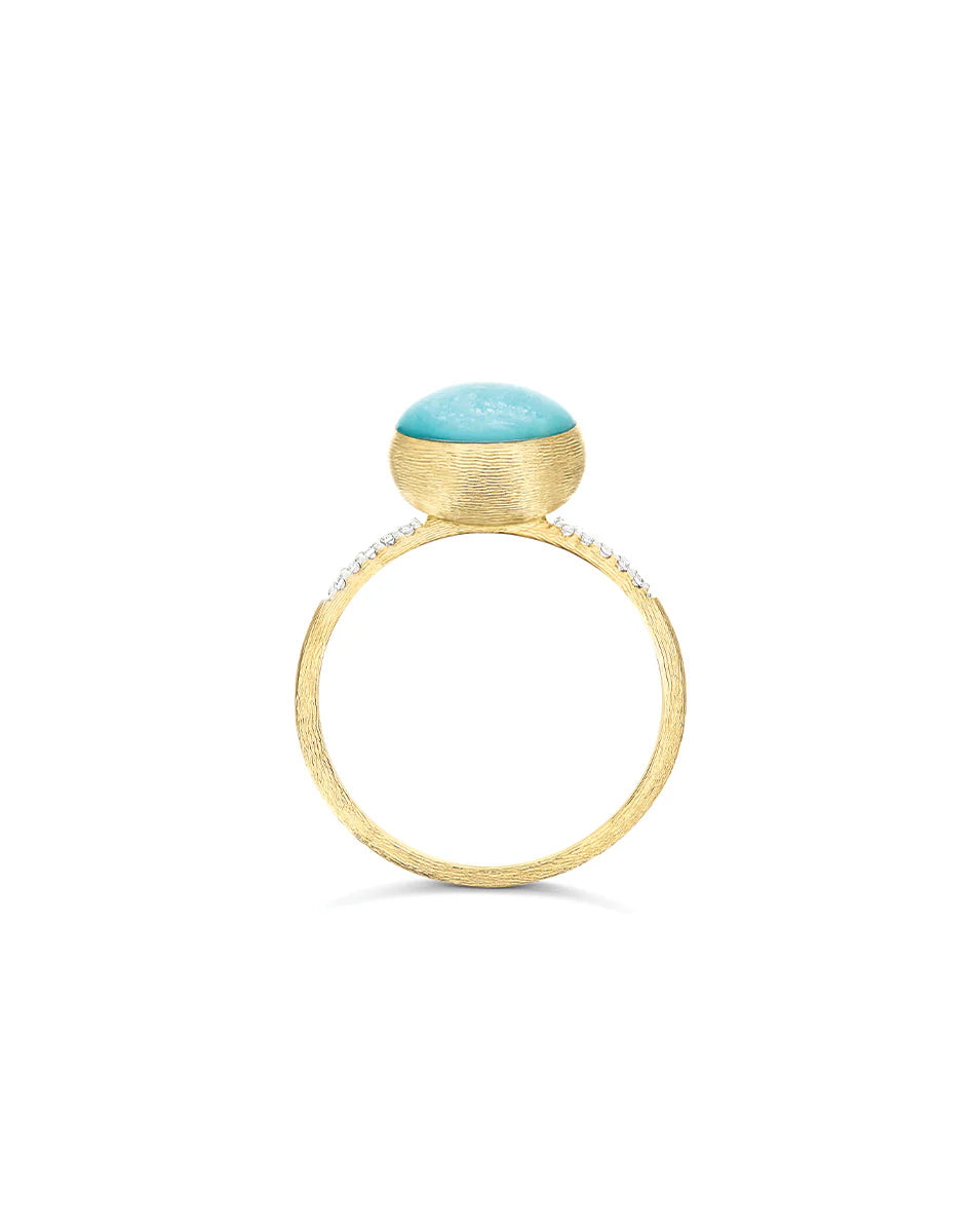 "BOULES" ANICE GOLD, DIAMONDS, ROCK CRYSTAL, AND AMAZONITE RING (SMALL)