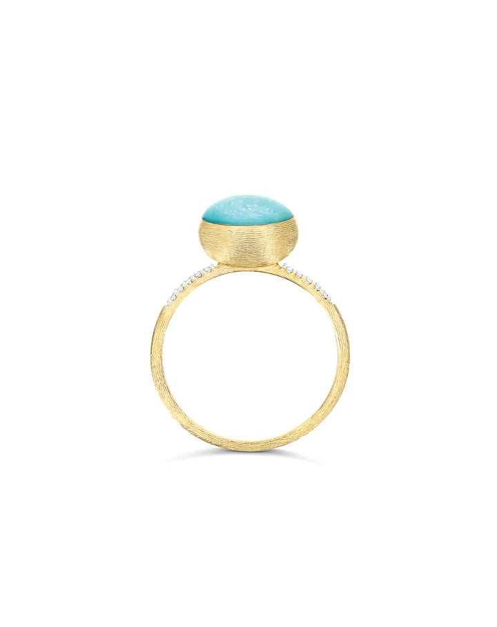 "BOULES" ANICE GOLD, DIAMONDS, ROCK CRYSTAL, AND AMAZONITE RING (SMALL)