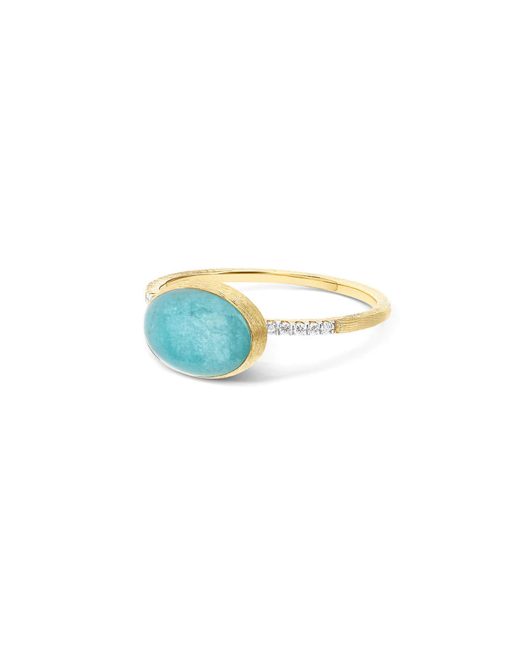 "BOULES" ANICE GOLD, DIAMONDS, ROCK CRYSTAL, AND AMAZONITE RING (SMALL)