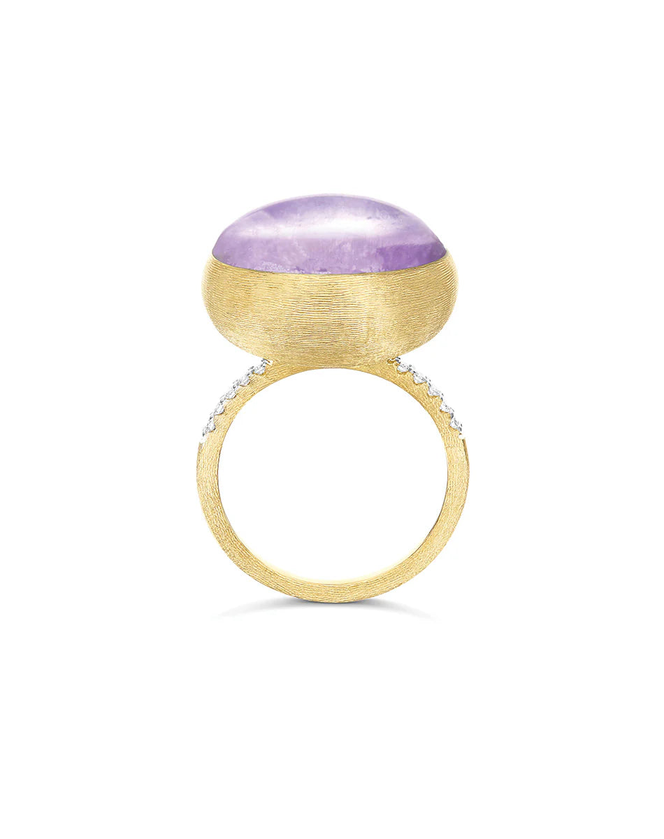 "BOULES" VIOLETTA GOLD, DIAMONDS, LEPIDOLITE, AND MOTHER-OF-PEARL RING (LARGE)