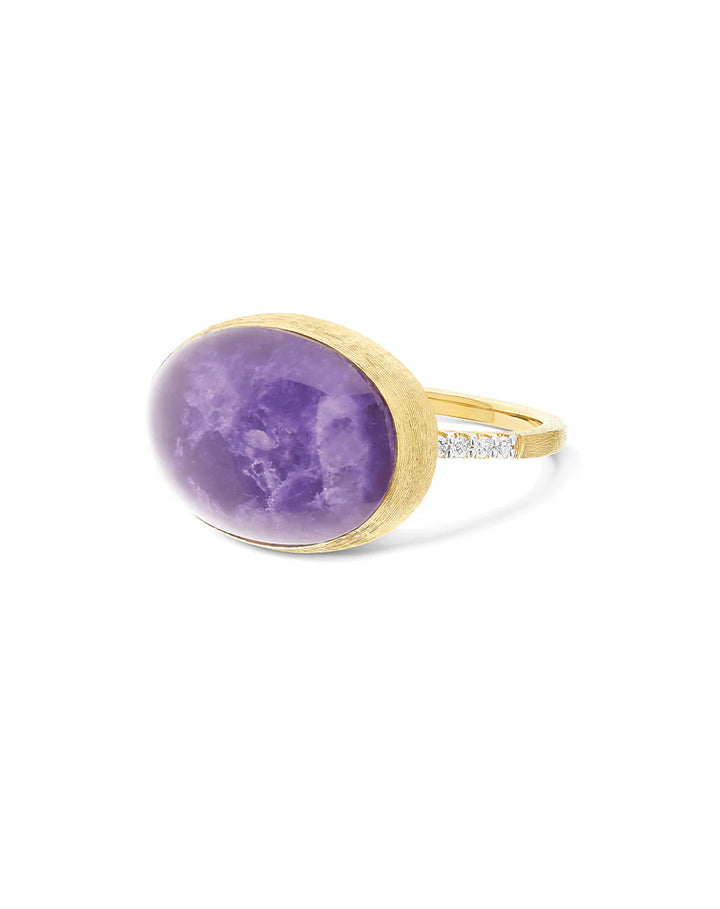 "BOULES" VIOLETTA GOLD, DIAMONDS, LEPIDOLITE, AND MOTHER-OF-PEARL RING (LARGE)