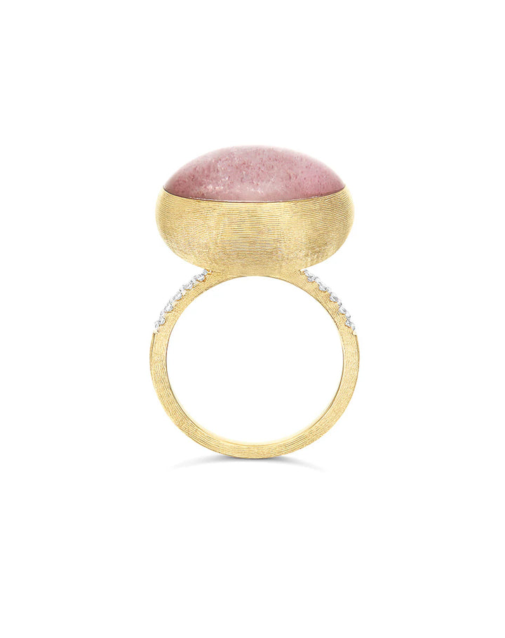 "BOULES" ROSOLIO GOLD, DIAMONDS, ROCK CRYSTAL, STRAWBERRY QUARTZ, AND MOTHER-OF-PEARL RING (LARGE)