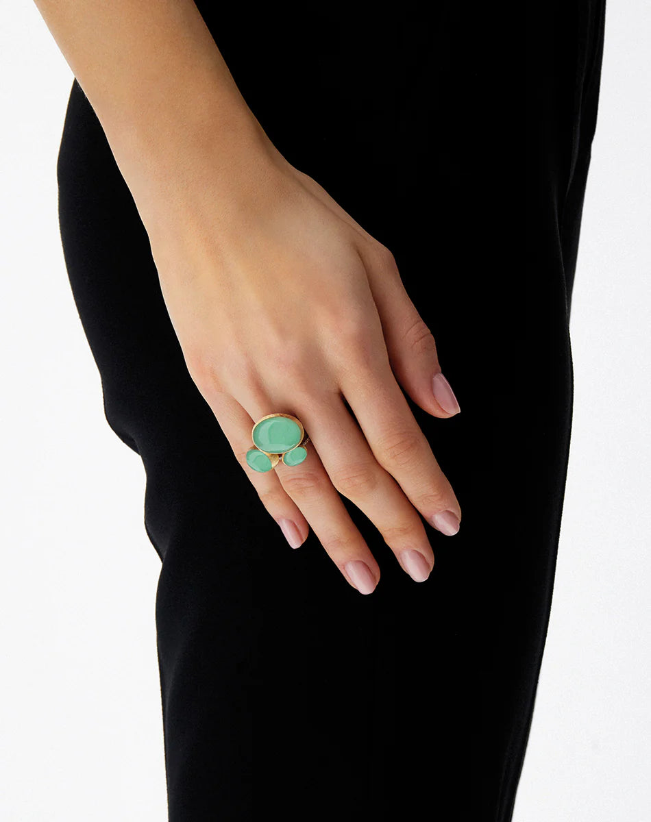 "BOULES" LATTEMENTA GOLD, DIAMONDS, ROCK CRYSTAL, AND JADEITE RING (MEDIUM)