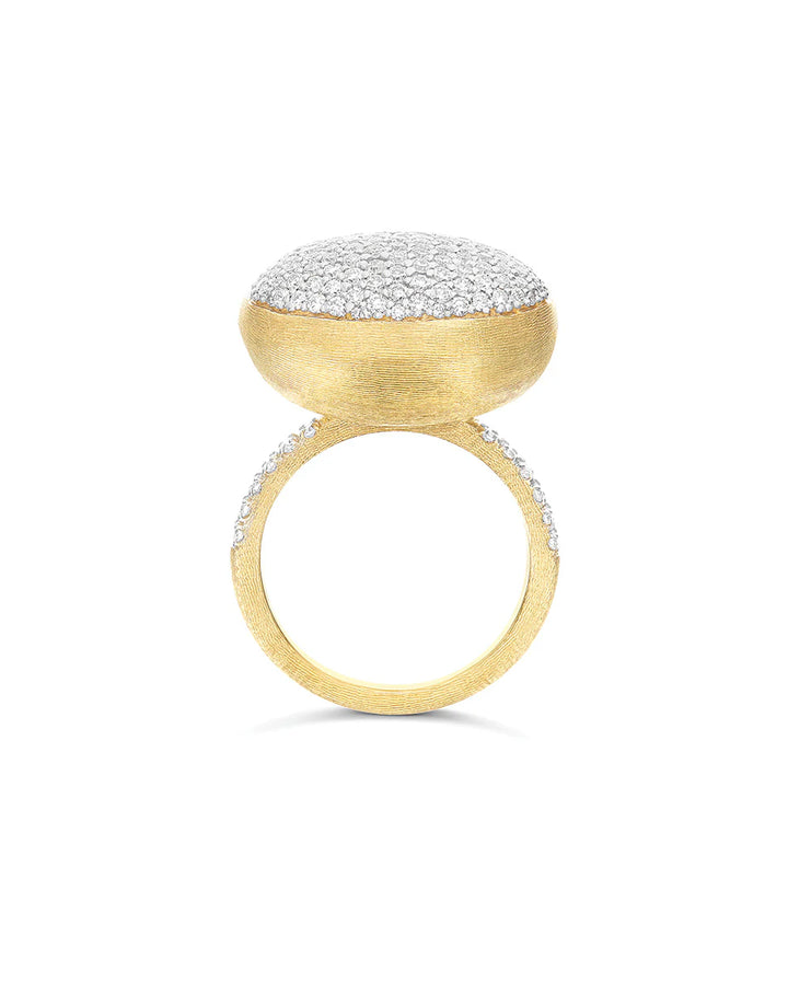 "BOULES" GOLD AND PAVE' DIAMONDS RING (LARGE)