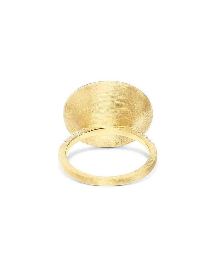 "BOULES" GOLD AND PAVE' DIAMONDS RING (LARGE)