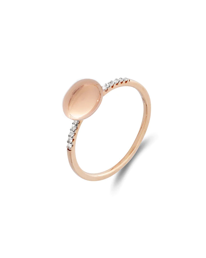 "DANCING ÉLITE" ROSE GOLD BOULE AND DIAMONDS PAVÉ RING (SMALL)