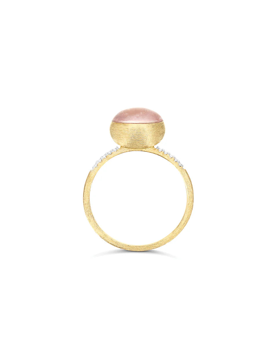 "BOULES" ROSOLIO GOLD, DIAMONDS, ROCK CRYSTAL, STRAWBERRY QUARTZ, AND MOTHER-OF-PEARL RING (SMALL)