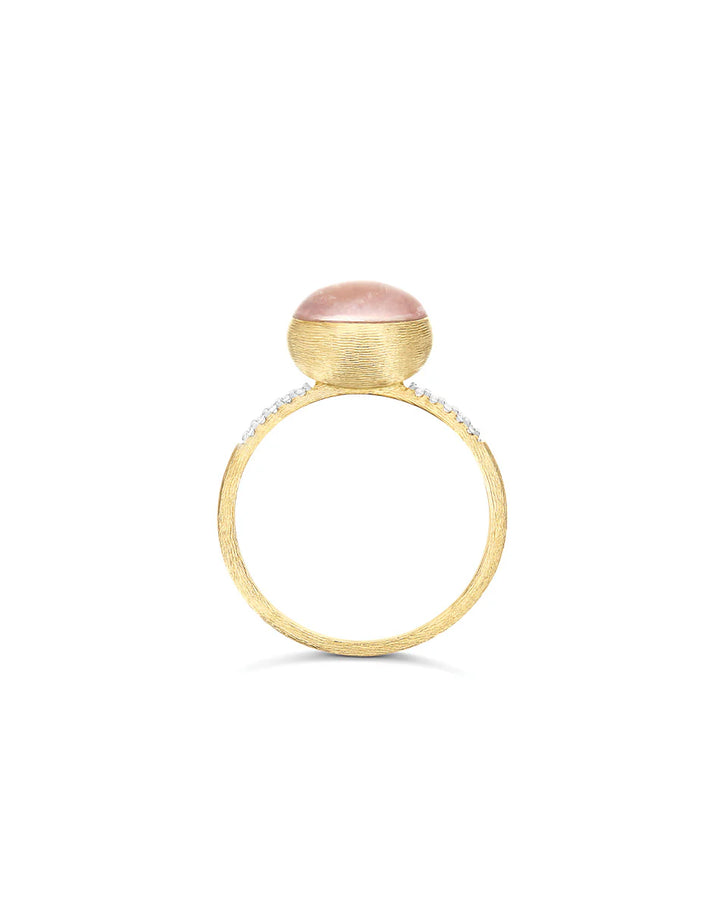 "BOULES" ROSOLIO GOLD, DIAMONDS, ROCK CRYSTAL, STRAWBERRY QUARTZ, AND MOTHER-OF-PEARL RING (SMALL)