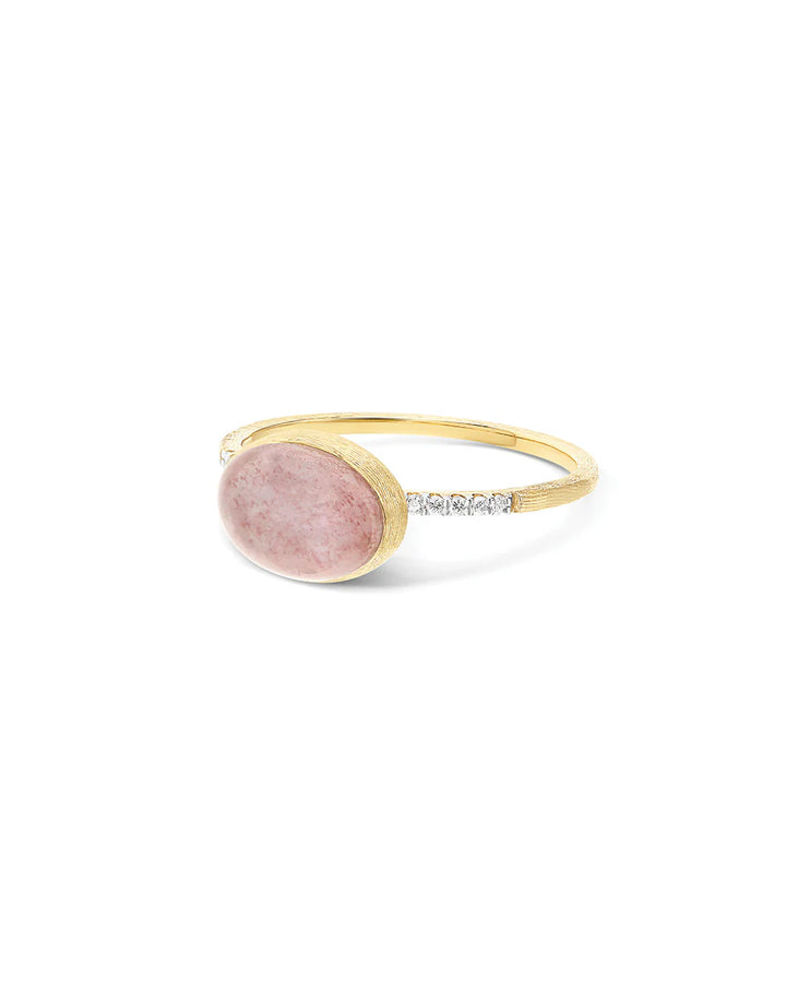 "BOULES" ROSOLIO GOLD, DIAMONDS, ROCK CRYSTAL, STRAWBERRY QUARTZ, AND MOTHER-OF-PEARL RING (SMALL)