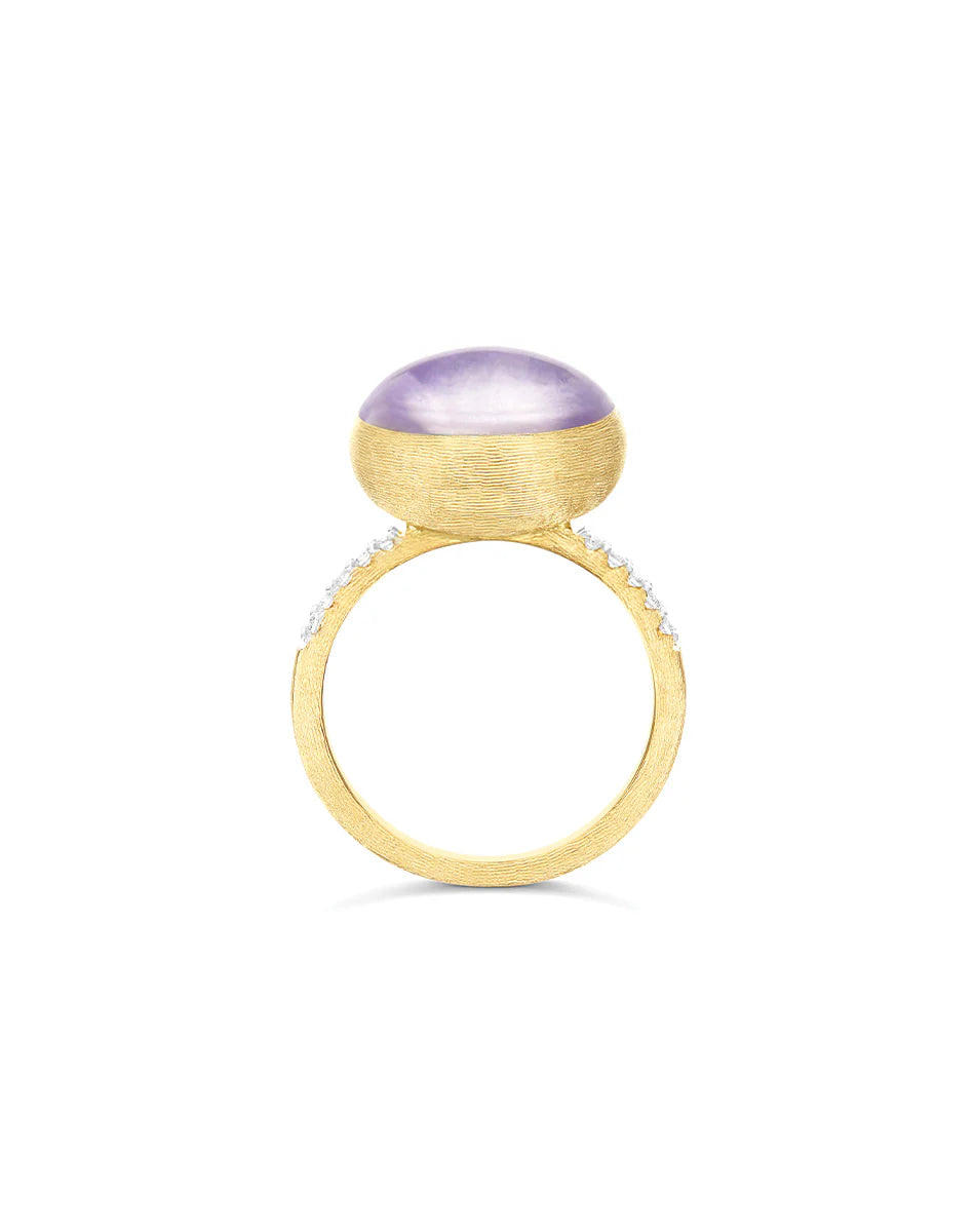 "BOULES" VIOLETTA GOLD, DIAMONDS, LEPIDOLITE, AND MOTHER-OF-PEARL RING (MEDIUM)