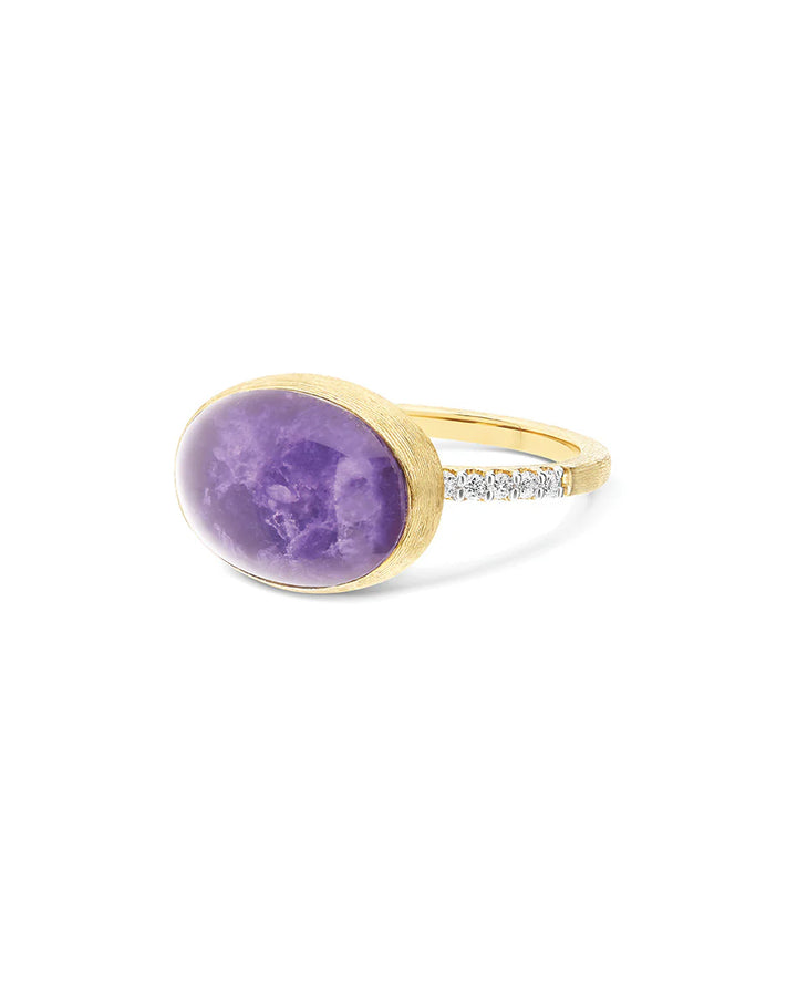 "BOULES" VIOLETTA GOLD, DIAMONDS, LEPIDOLITE, AND MOTHER-OF-PEARL RING (MEDIUM)