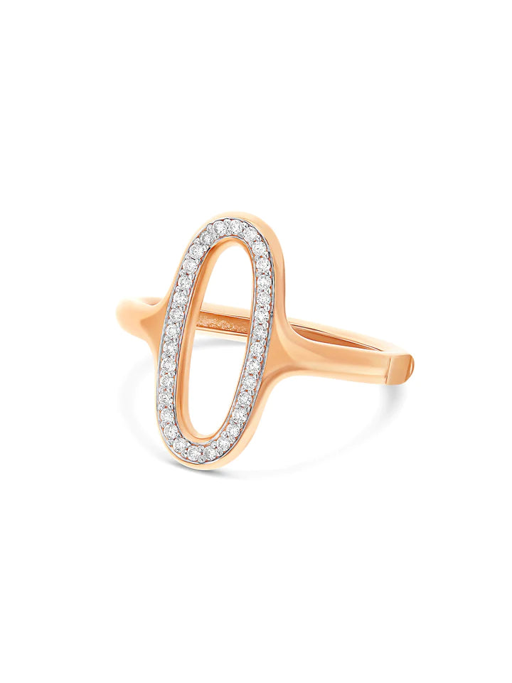 LIBERA ROSE GOLD AND DIAMONDS OVAL SIGNET RING