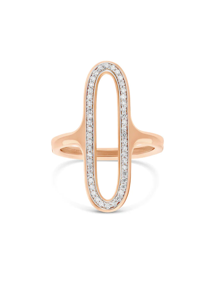 LIBERA ROSE GOLD AND DIAMONDS BIG OVAL SIGNET RING