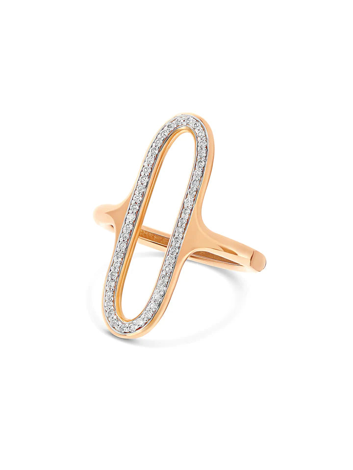 LIBERA ROSE GOLD AND DIAMONDS BIG OVAL SIGNET RING