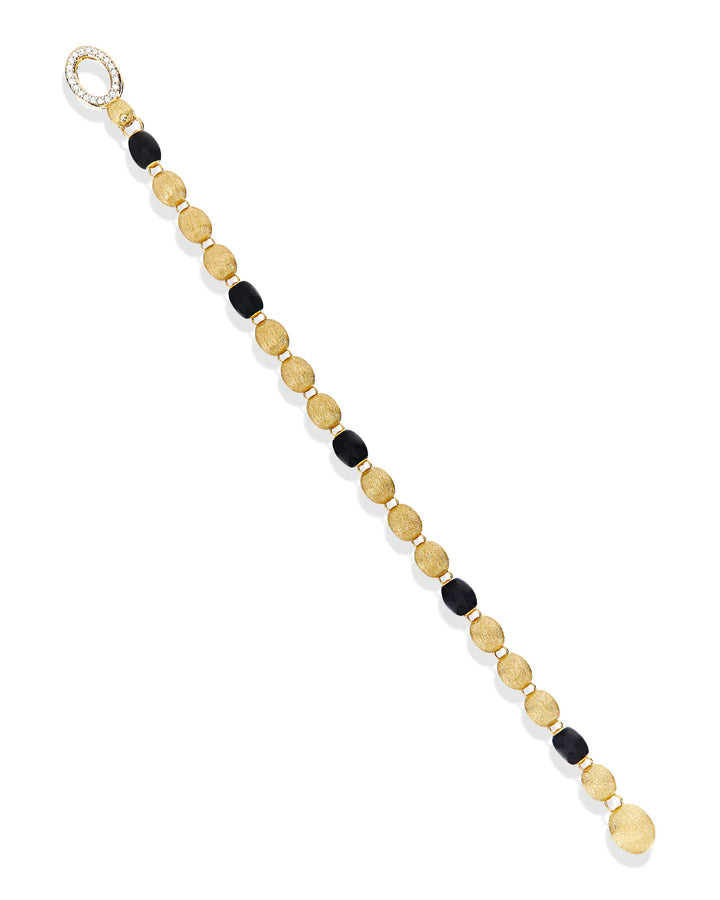 "IVY" GOLD BRACELET WITH BLACK ONYX BOULES AND DIAMONDS