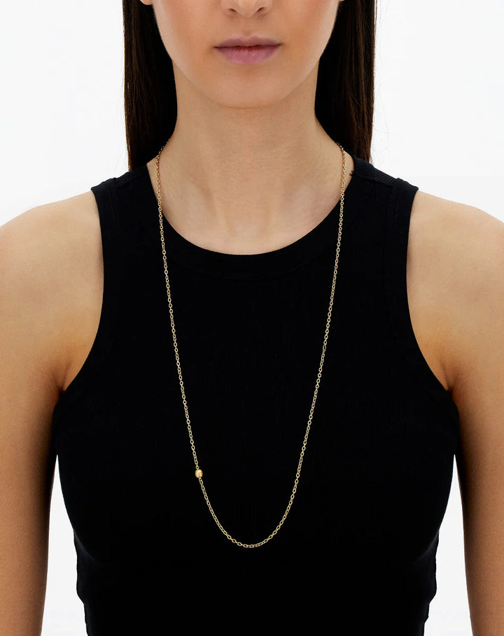 "BOULES" CHAIN NECKLACE IN HAND-ENGRAVED GOLD (LONG)