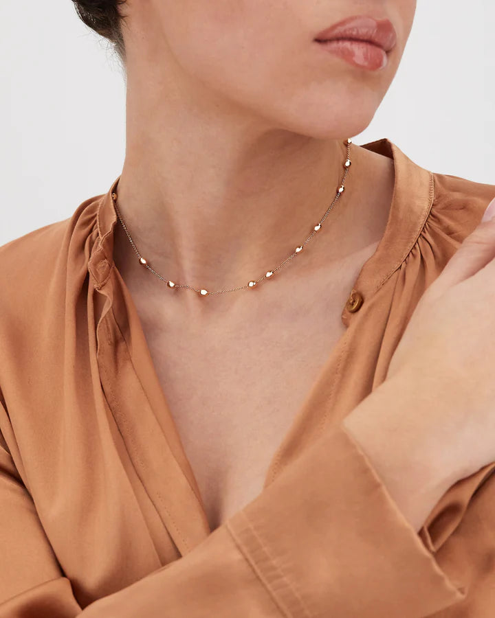 "SOFFIO" ROSE GOLD BOULES COLLAR NECKLACE