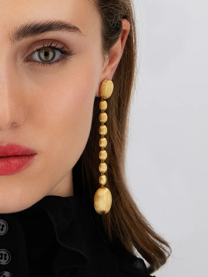 IVY "NUVOLE" HAND-ENGRAVED DEGRADÉ GOLD BOULES CHUNKY EARRINGS