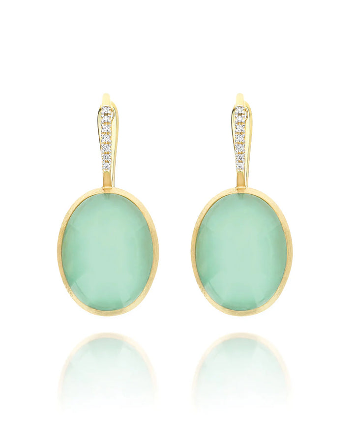 "BOULES" LATTEMENTA CILIEGINE GOLD, ROCK CRYSTAL, AND JADEITE BALL DROP EARRINGS WITH DIAMONDS DETAILS (LARGE)