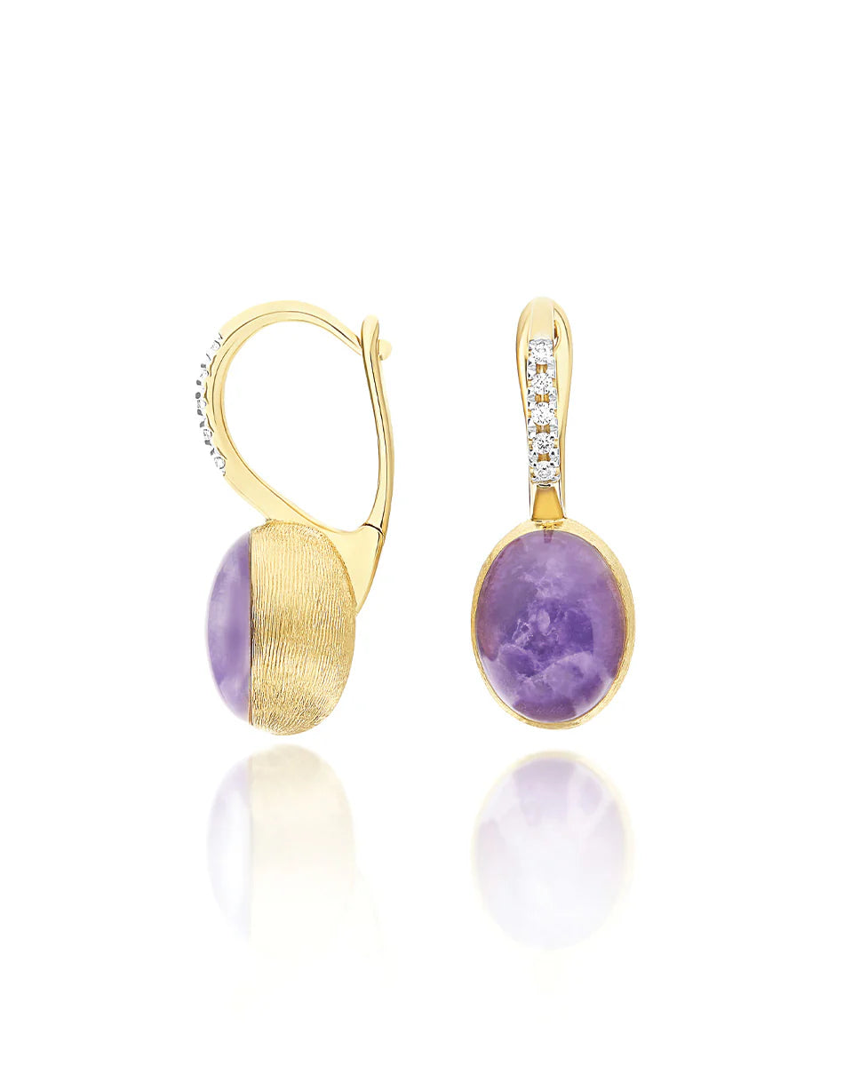 "BOULES" VIOLETTA CILIEGINE GOLD, LEPIDOLITE, AND MOTHER-OF-PEARL BALL DROP EARRINGS (SMALL)