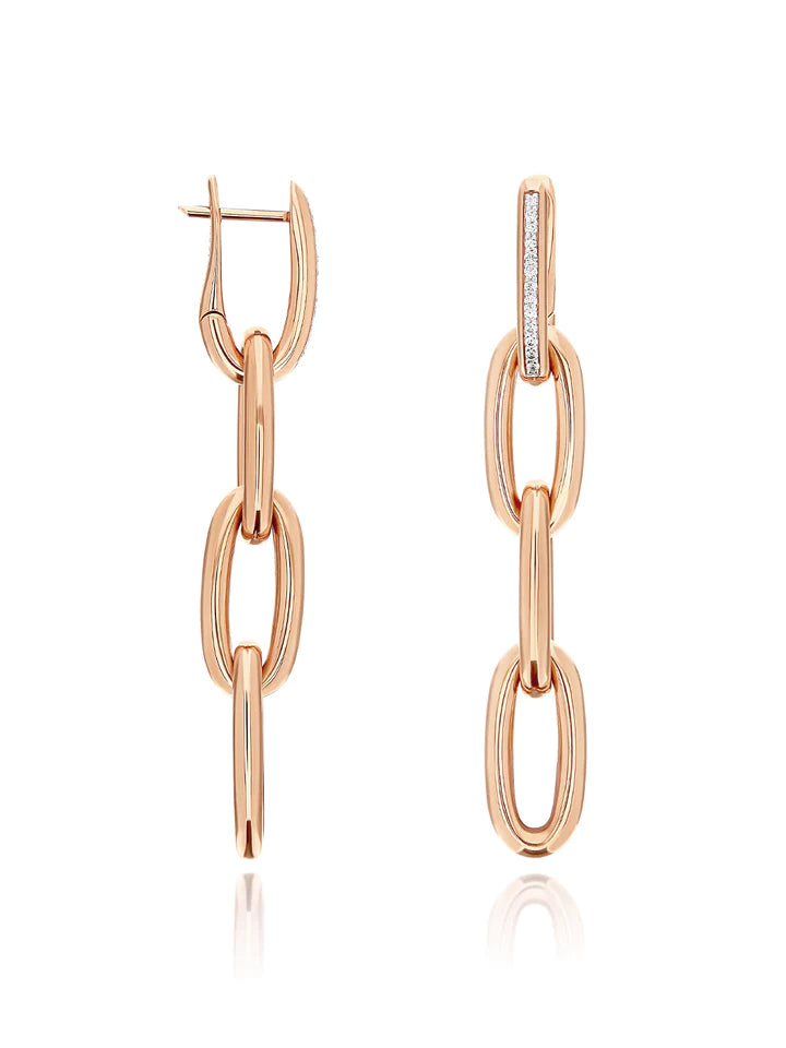 LIBERA SMALL ROSE GOLD SQUARE HOOP EARRINGS WITH DIAMONDS