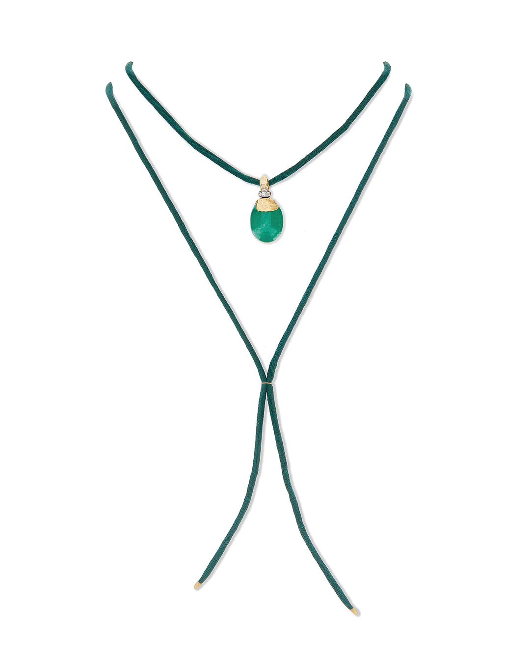 "AMAZONIA" GOLD, DIAMONDS AND GREEN AVENTURINE PENDANT (MEDIUM)