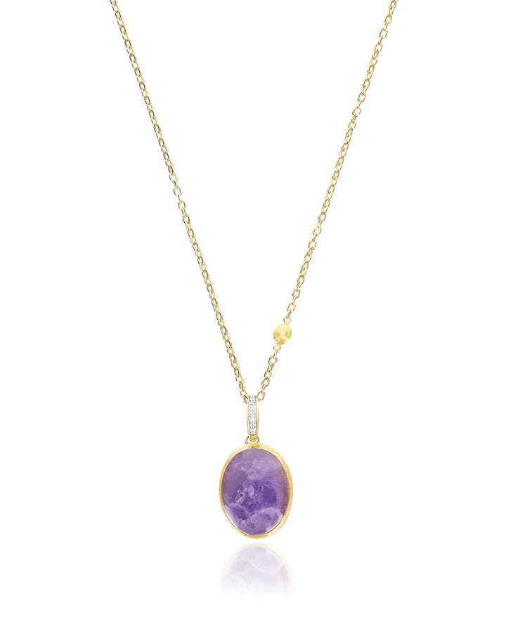 "BOULES" VIOLETTA CHARM IN HAND-ENGRAVED GOLD, DIAMONDS, LEPIDOLITE, AND MOTHER-OF-PEARL (LARGE)