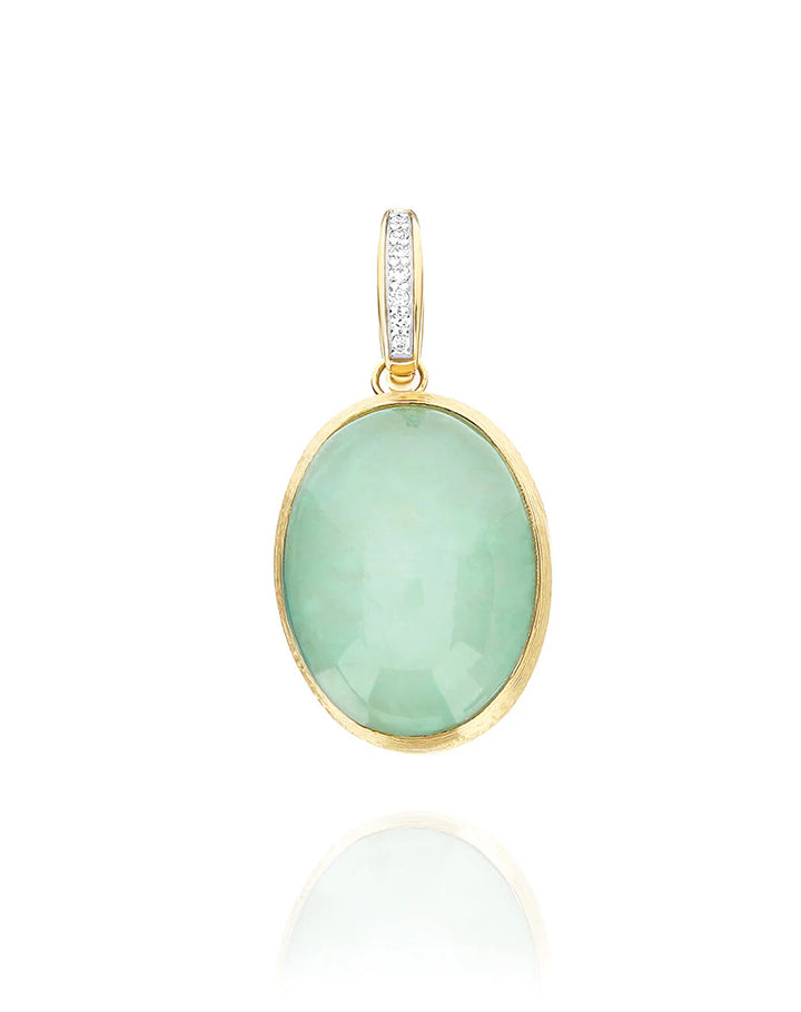 "BOULES" LATTEMENTA CHARM IN HAND-ENGRAVED GOLD, DIAMONDS, ROCK CRYSTAL, AND JADEITE (LARGE)