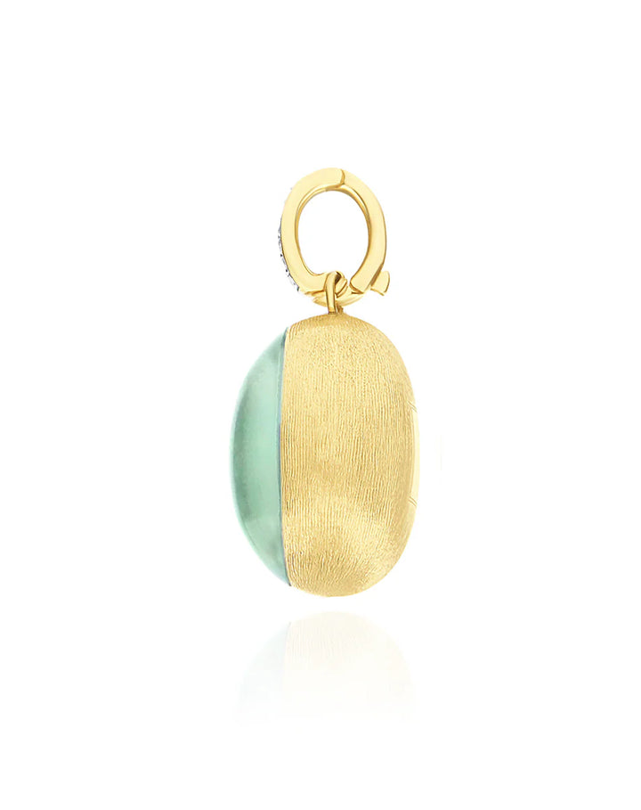 "BOULES" LATTEMENTA CHARM IN HAND-ENGRAVED GOLD, DIAMONDS, ROCK CRYSTAL, AND JADEITE (LARGE)