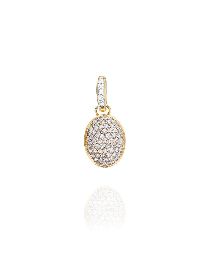 "BOULES" CHARM IN HAND-ENGRAVED GOLD AND PAVE' DIAMONDS (SMALL)