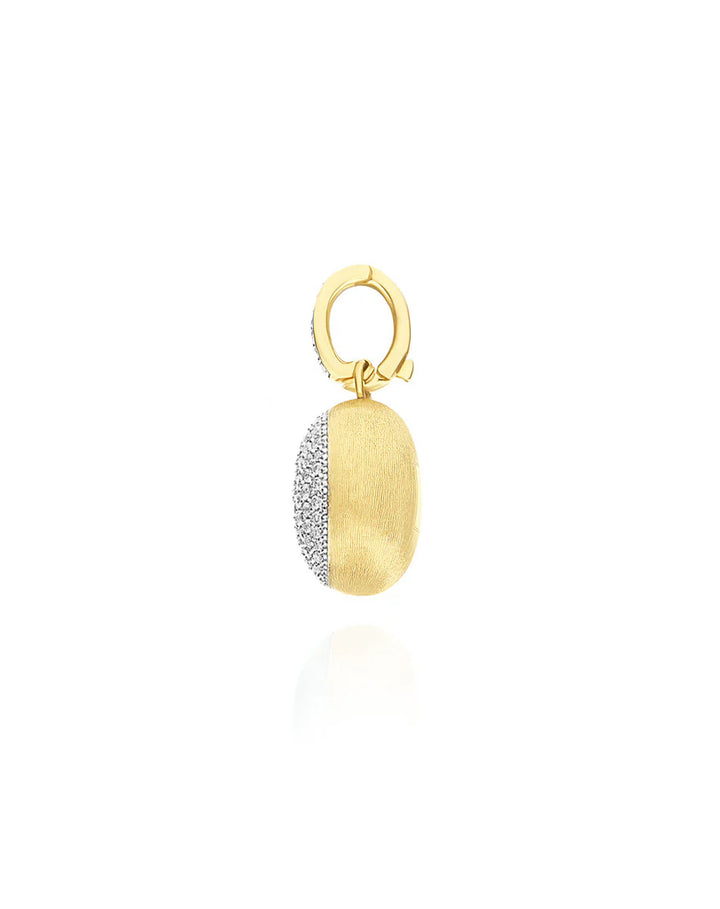 "BOULES" CHARM IN HAND-ENGRAVED GOLD AND PAVE' DIAMONDS (SMALL)